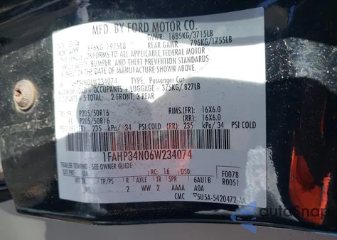 2006 Ford Focus Zx4 from USA, damaged, VIN 1FAHP34N06W234074